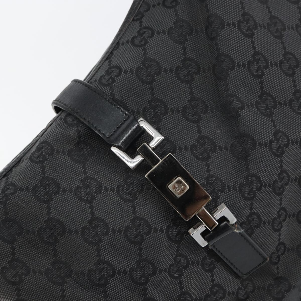 GUCCI GG Canvas Jackie Shoulder Bag Black Silver 001 3346 Auth 151687