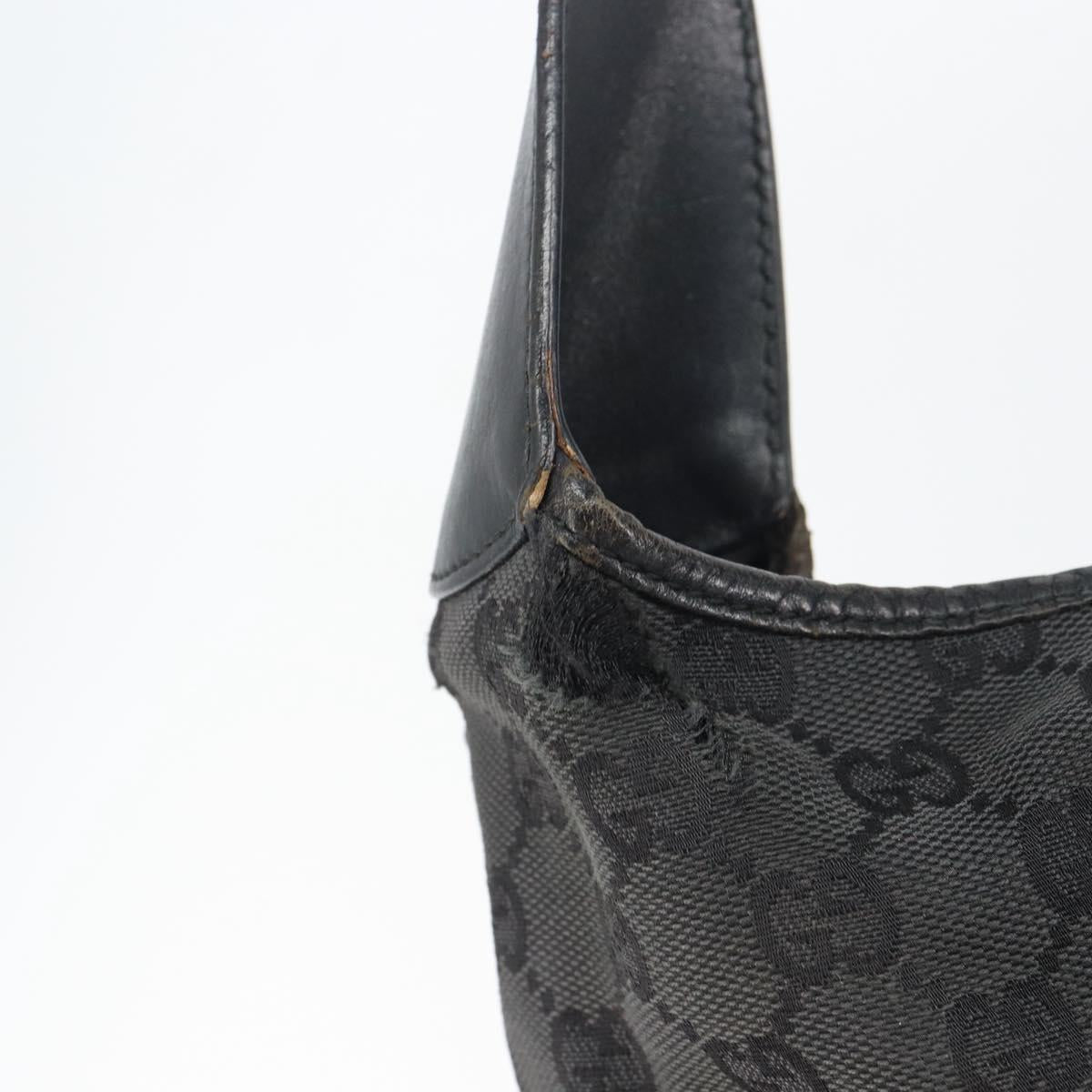 GUCCI GG Canvas Jackie Shoulder Bag Black Silver 001 3346 Auth 151687