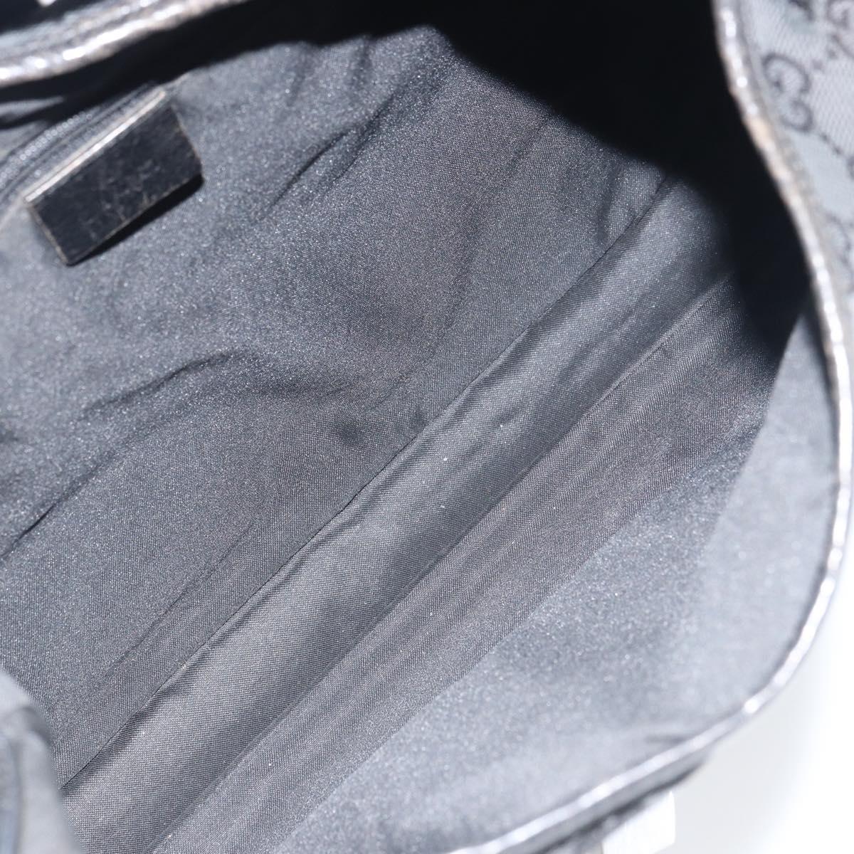 GUCCI GG Canvas Jackie Shoulder Bag Black Silver 001 3346 Auth 151687