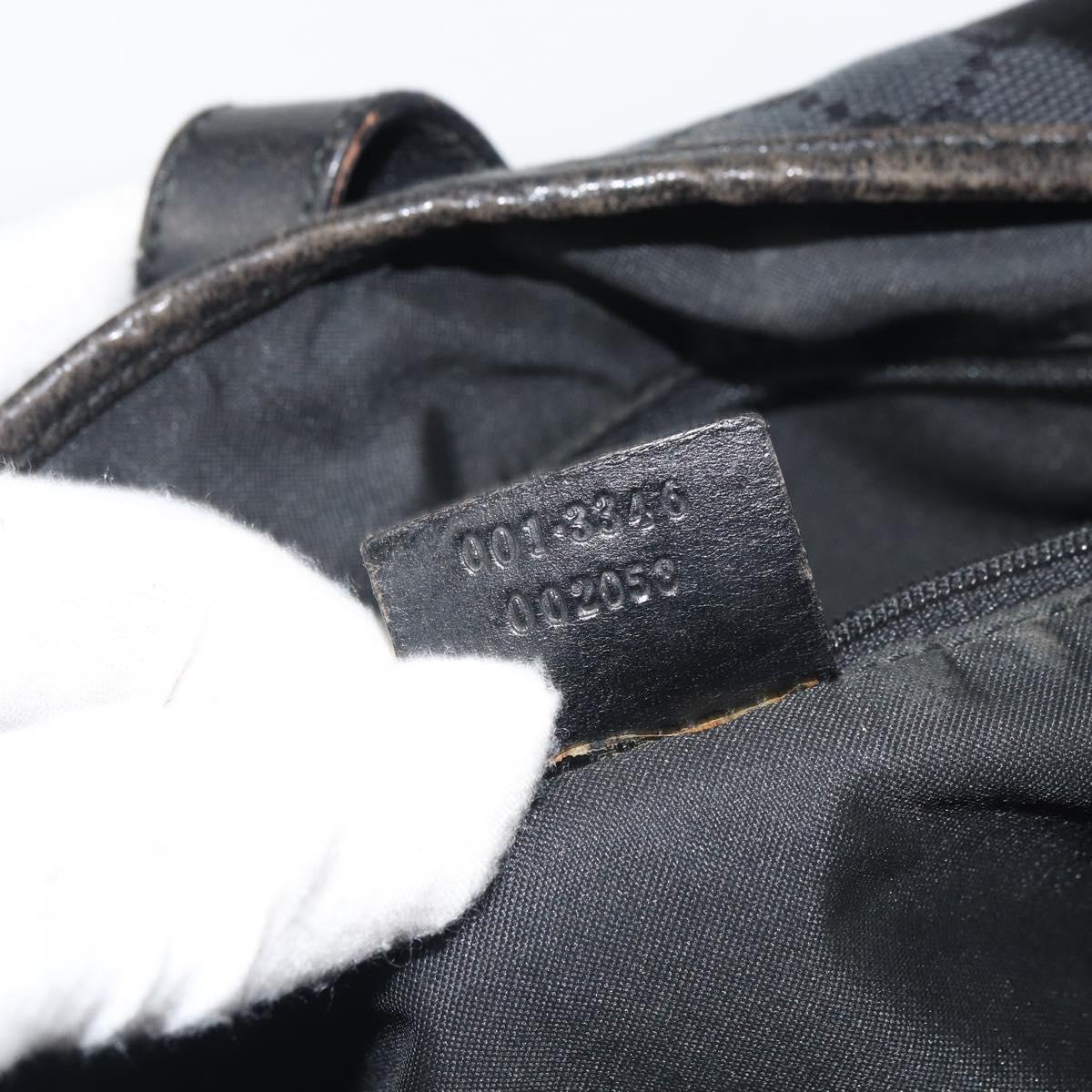 GUCCI GG Canvas Jackie Shoulder Bag Black Silver 001 3346 Auth 151687