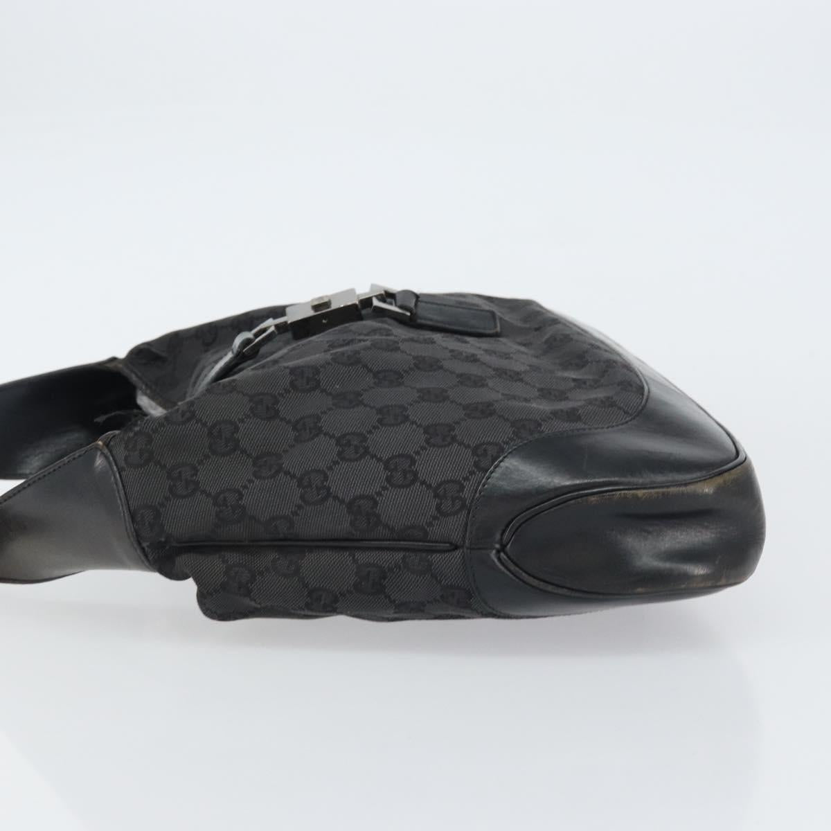 GUCCI GG Canvas Jackie Shoulder Bag Black Silver 001 3346 Auth 151687