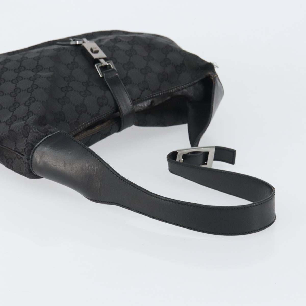 GUCCI GG Canvas Jackie Shoulder Bag Black Silver 001 3346 Auth 151687