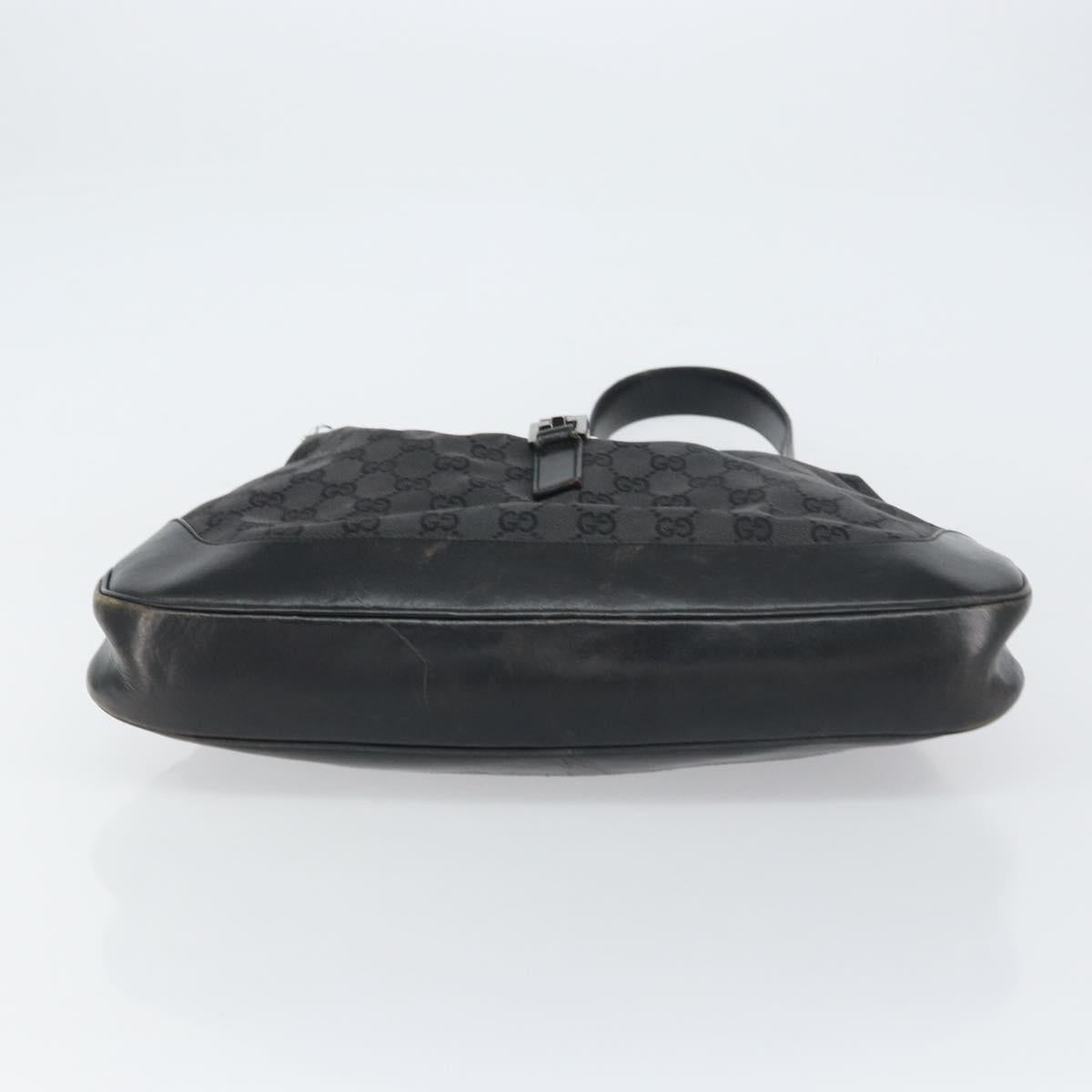 GUCCI GG Canvas Jackie Shoulder Bag Black Silver 001 3346 Auth 151687