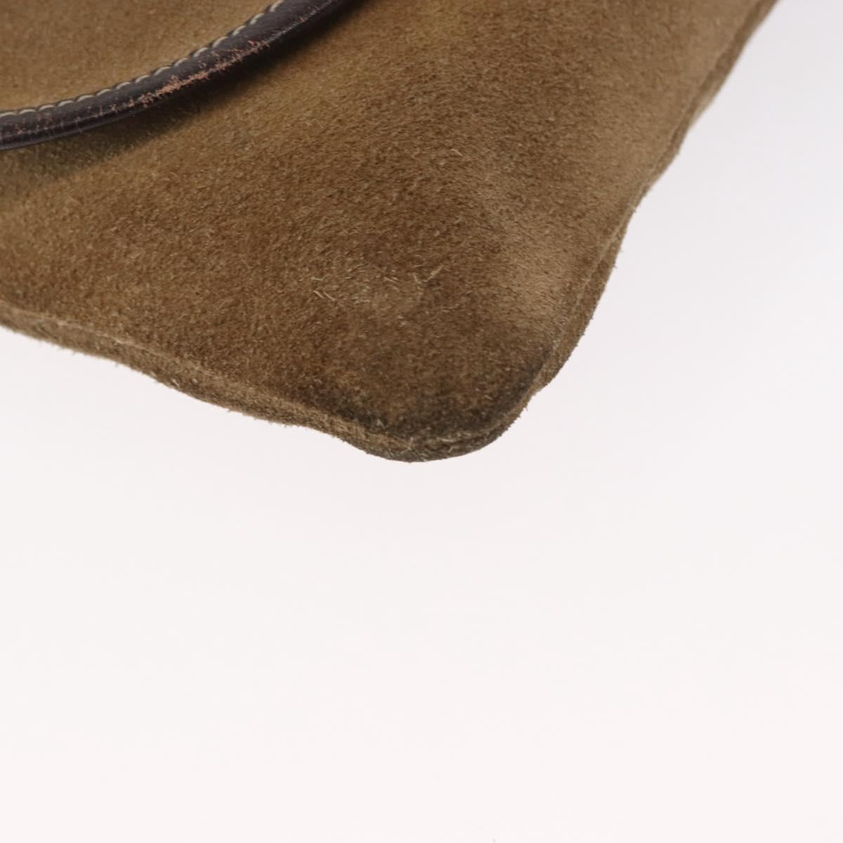 LOEWE Anagram Shoulder Bag Suede Beige Gold Auth 151693