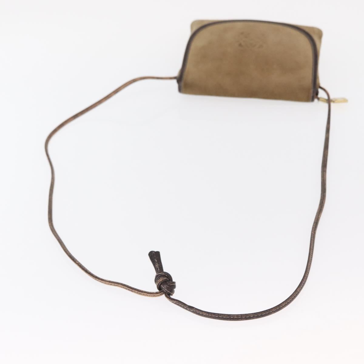 LOEWE Anagram Shoulder Bag Suede Beige Gold Auth 151693