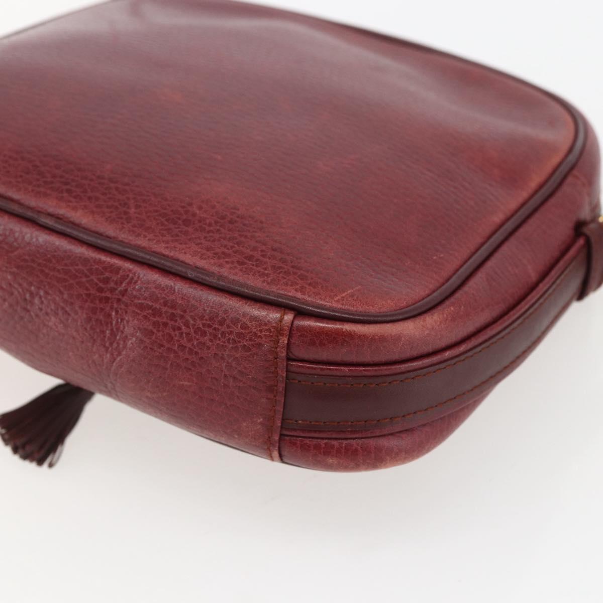 CARTIER Must Line Shoulder Bag Leather Bordeaux Gold Auth 151694