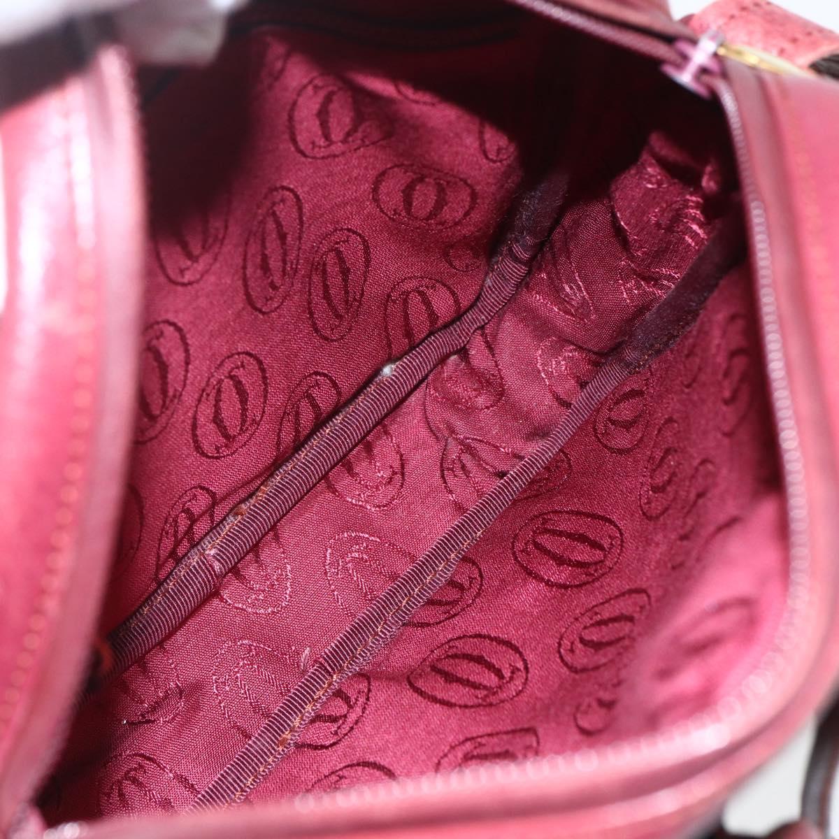 CARTIER Must Line Shoulder Bag Leather Bordeaux Gold Auth 151694