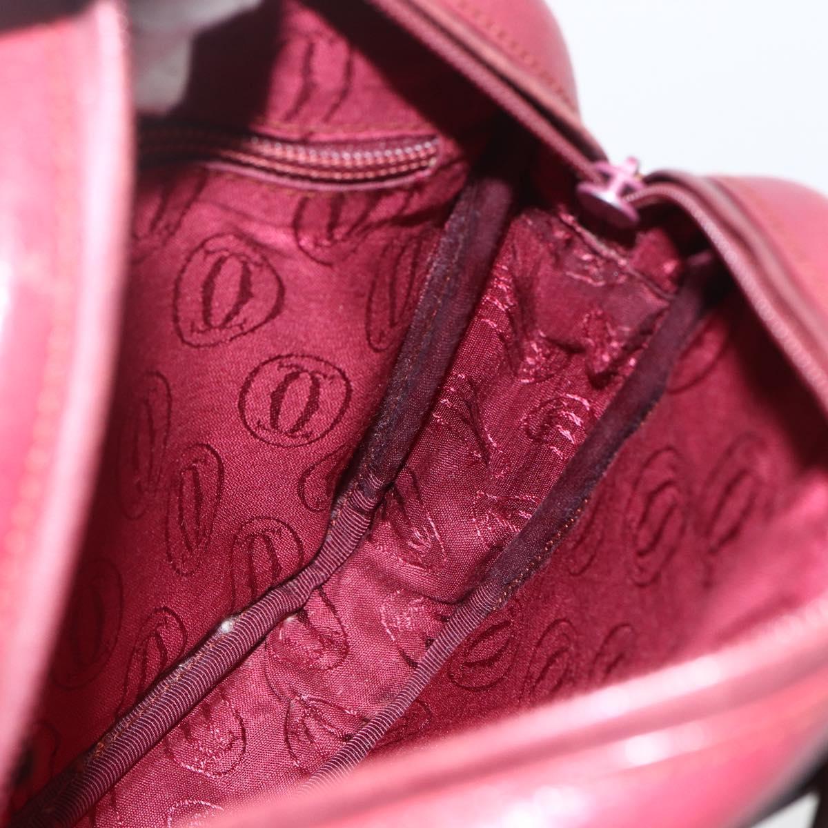 CARTIER Must Line Shoulder Bag Leather Bordeaux Gold Auth 151694