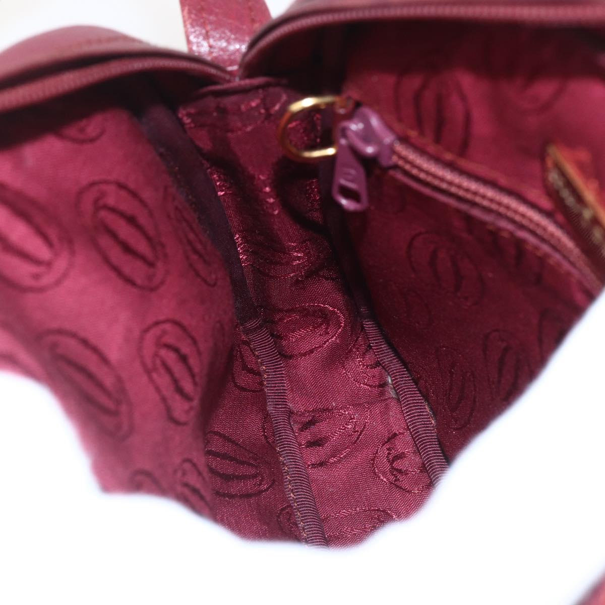 CARTIER Must Line Shoulder Bag Leather Bordeaux Gold Auth 151694