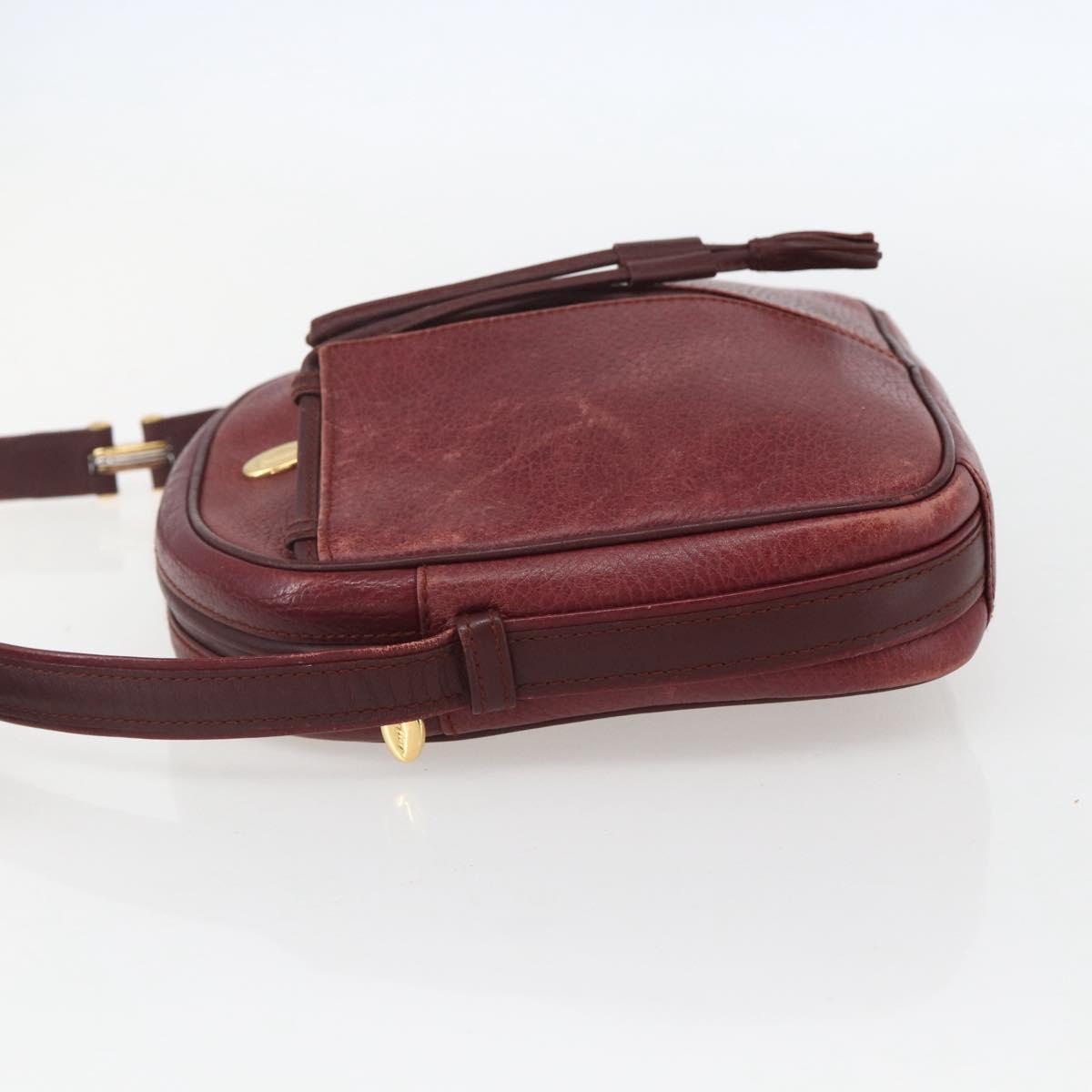CARTIER Must Line Shoulder Bag Leather Bordeaux Gold Auth 151694