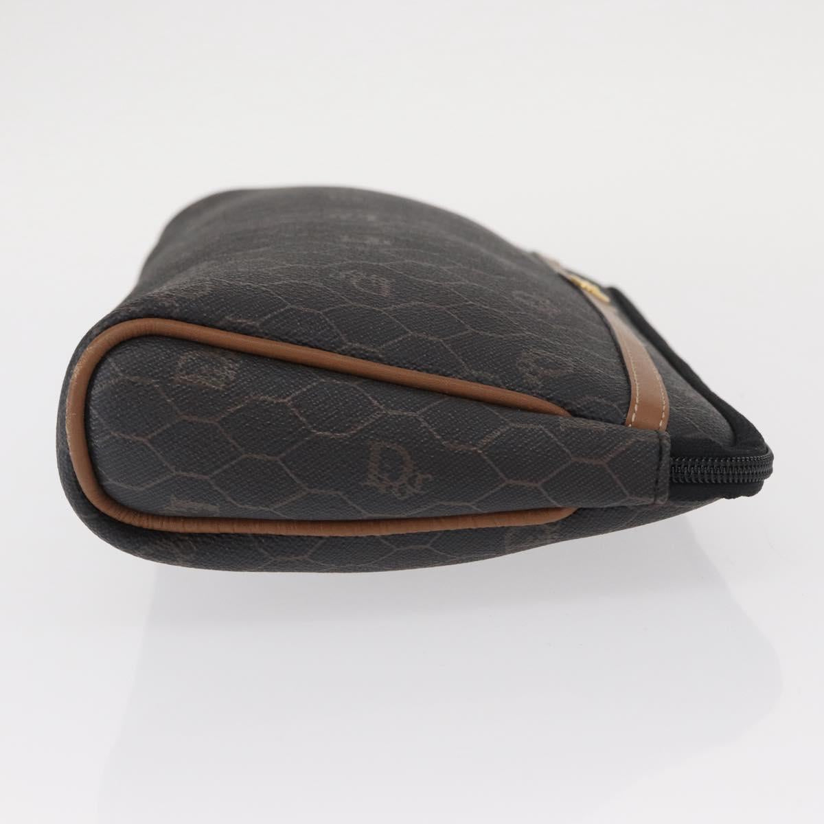 Christian Dior Honeycomb Canvas Clutch Bag PVC Black Gold Auth 151696