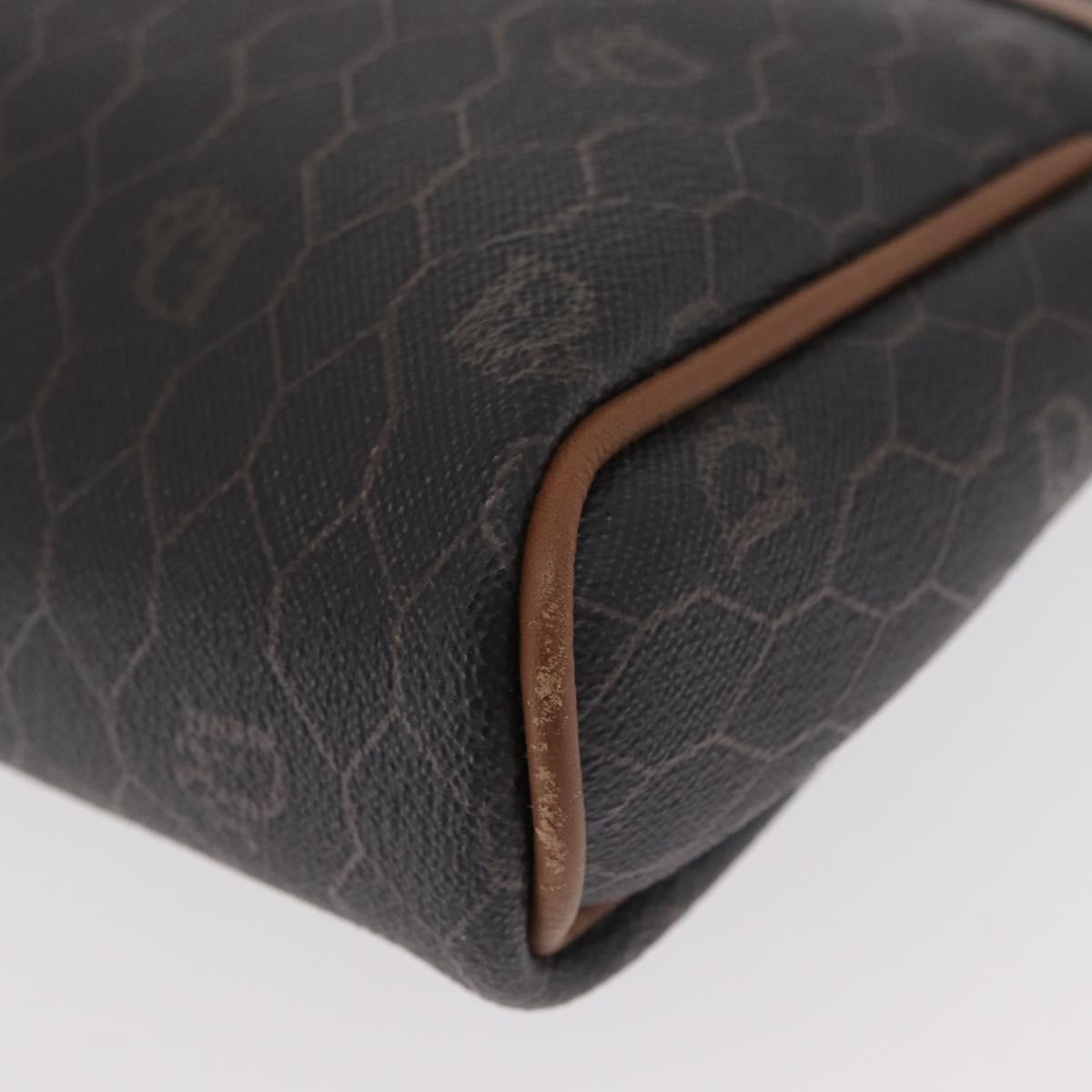 Christian Dior Honeycomb Canvas Clutch Bag PVC Black Gold Auth 151696