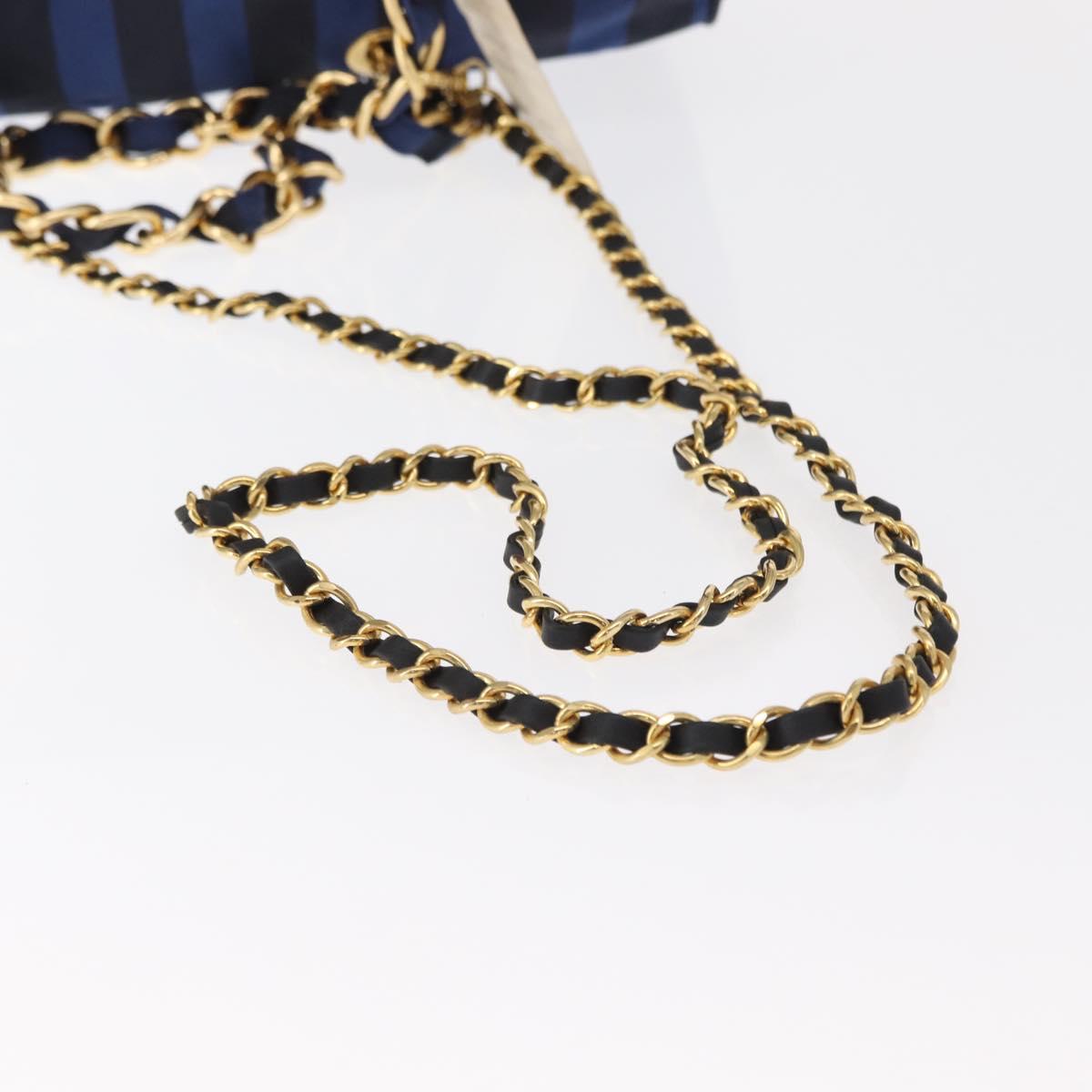 VALENTINO Shoulder Bag Canvas 2way Blue Gold Auth 151699