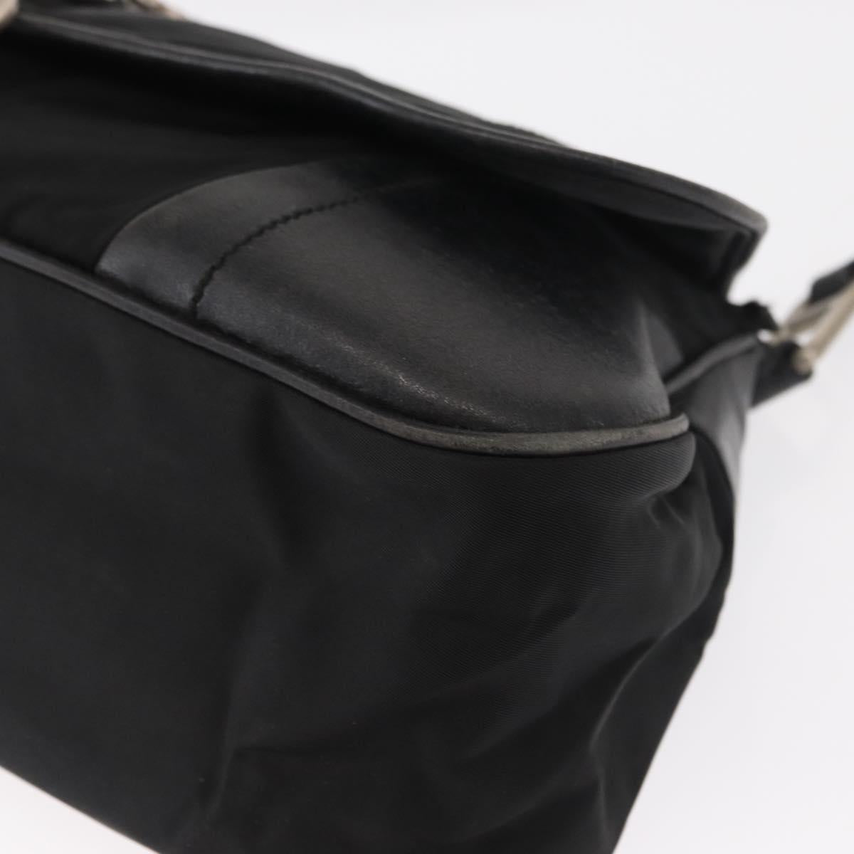 PRADA Shoulder Bag Nylon Black Silver Auth 151705