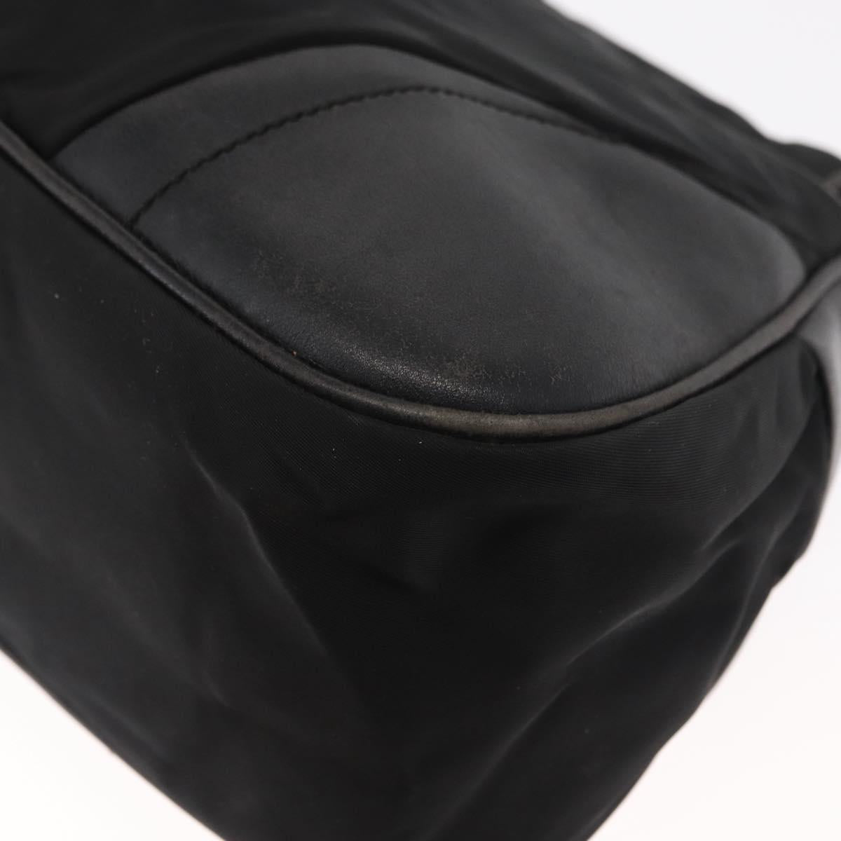 PRADA Shoulder Bag Nylon Black Silver Auth 151705