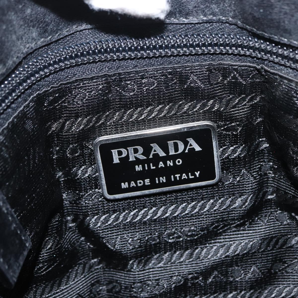 PRADA Shoulder Bag Nylon Black Silver Auth 151705
