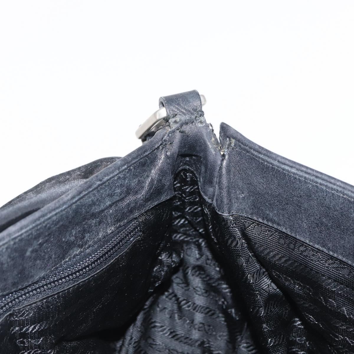 PRADA Shoulder Bag Nylon Black Silver Auth 151705