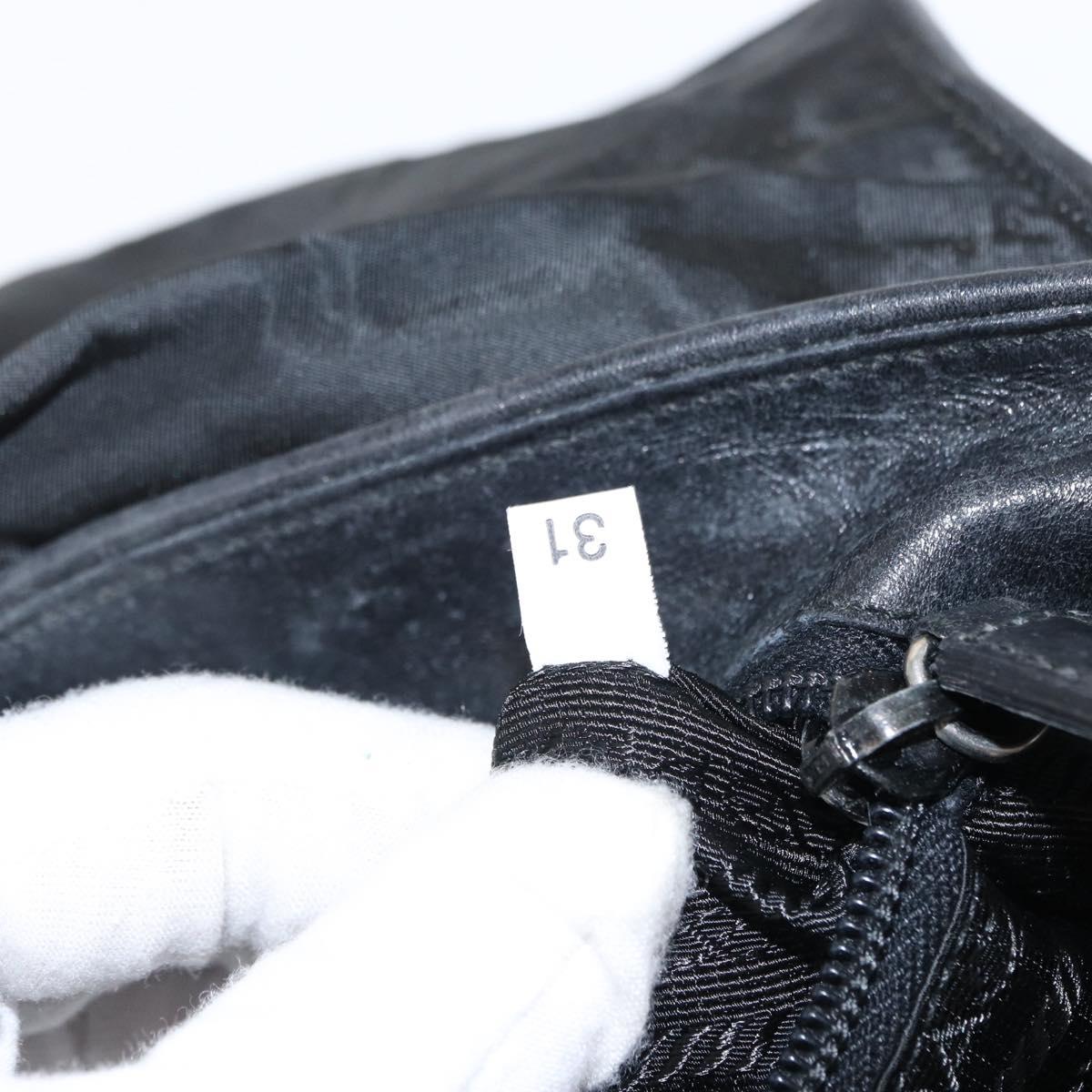 PRADA Shoulder Bag Nylon Black Silver Auth 151705