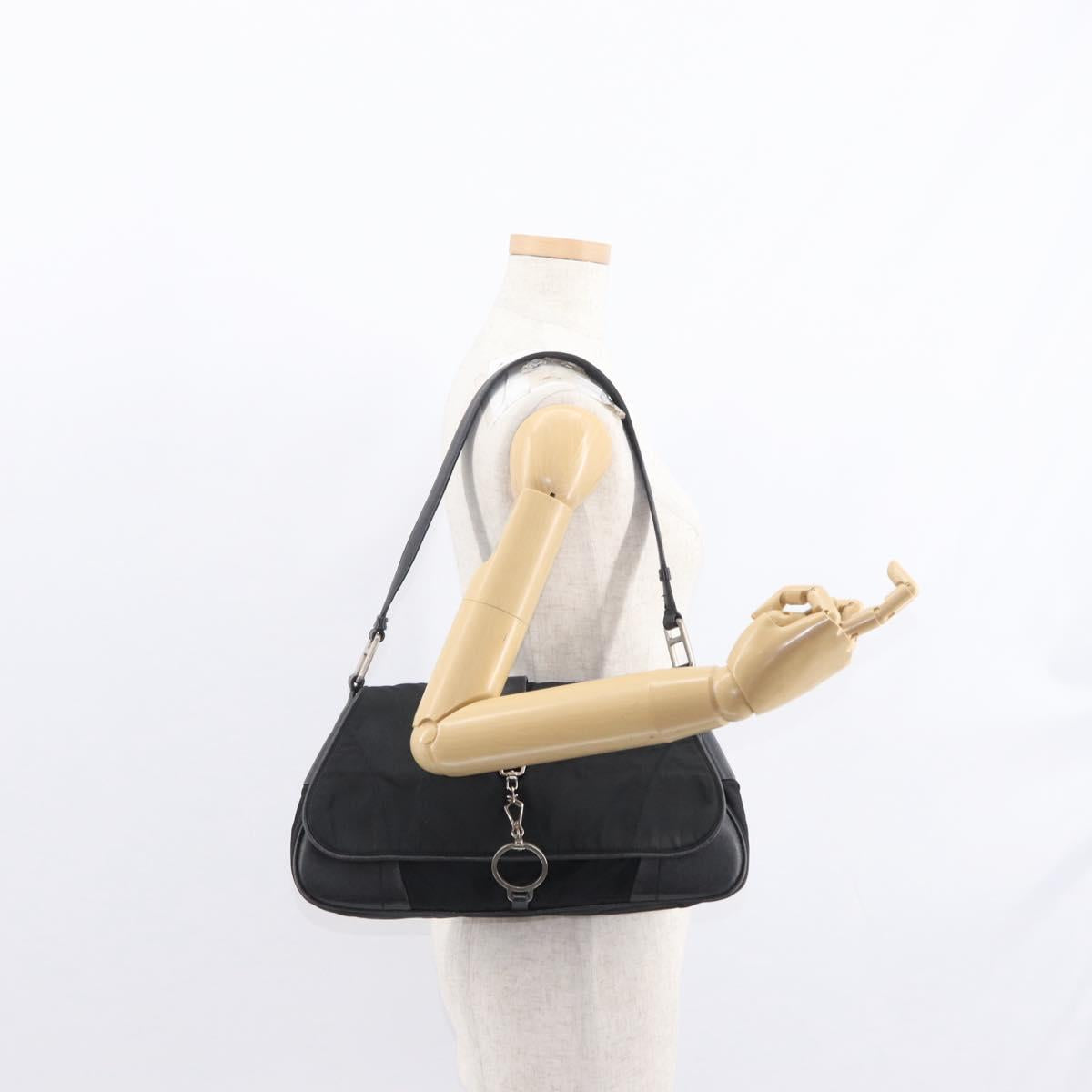 PRADA Shoulder Bag Nylon Black Silver Auth 151705