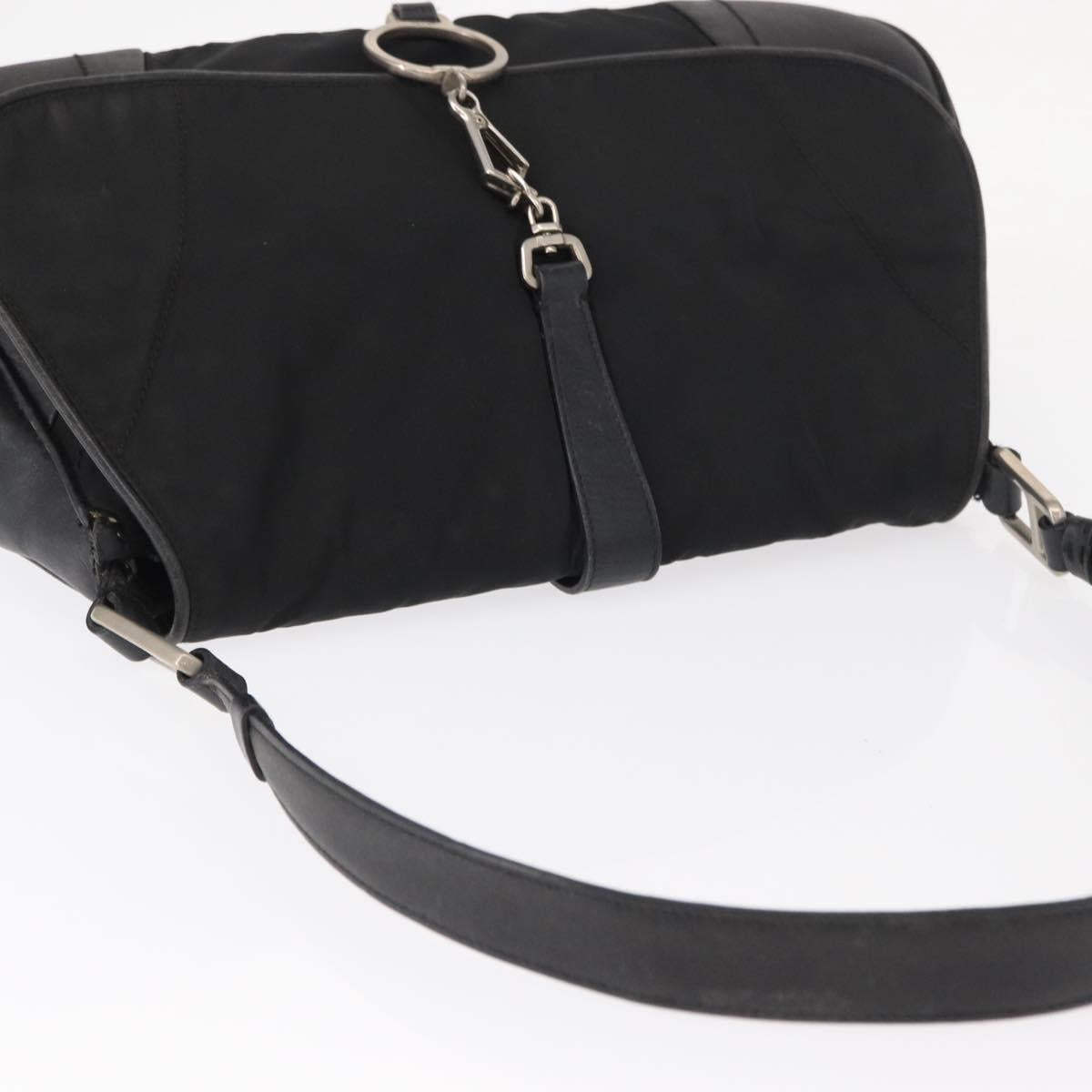PRADA Shoulder Bag Nylon Black Silver Auth 151705