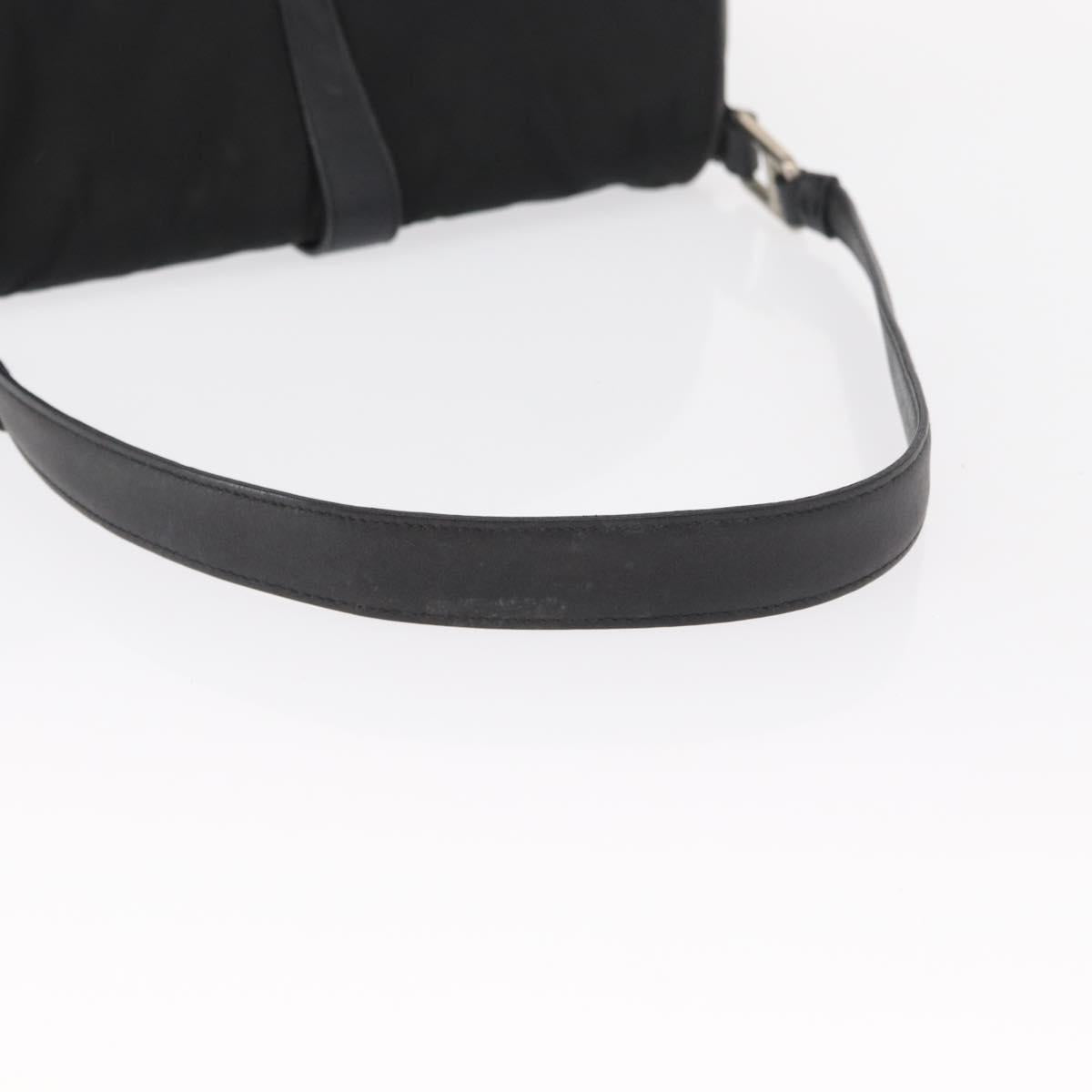 PRADA Shoulder Bag Nylon Black Silver Auth 151705