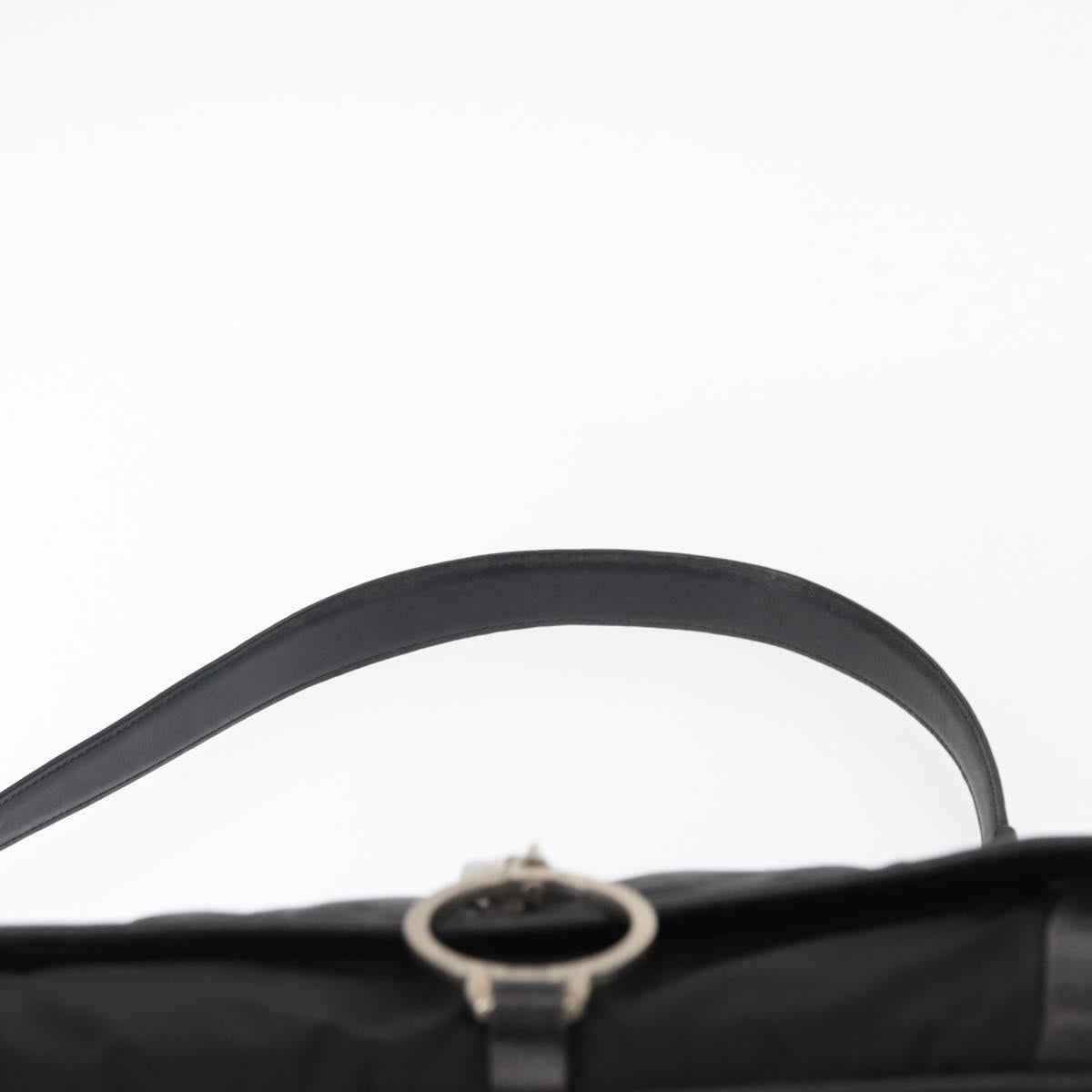 PRADA Shoulder Bag Nylon Black Silver Auth 151705