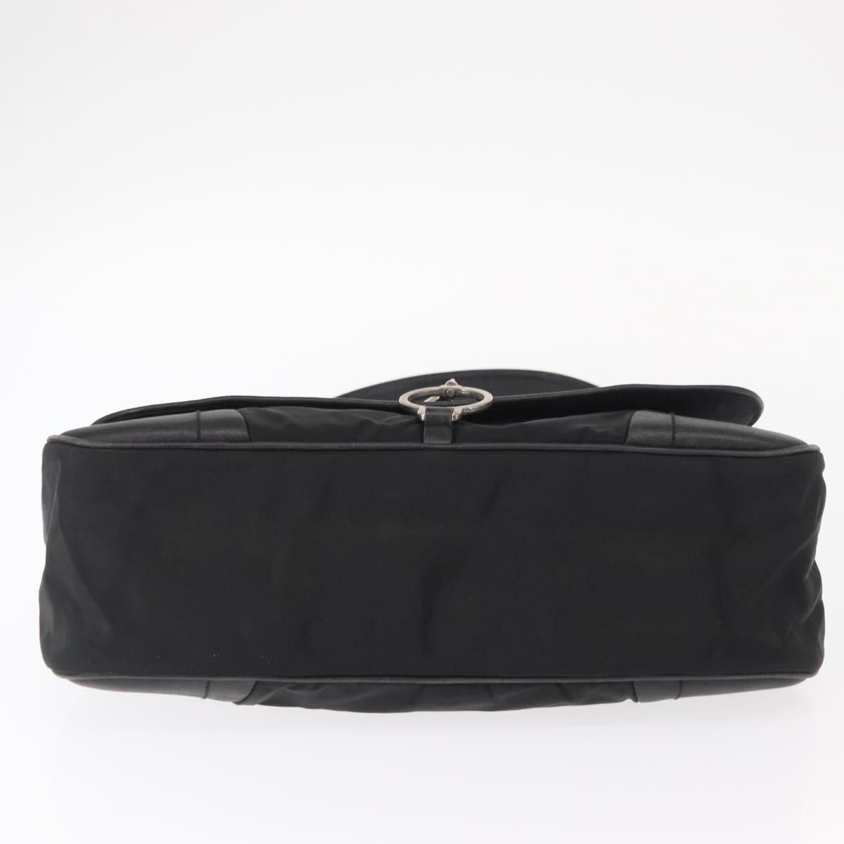 PRADA Shoulder Bag Nylon Black Silver Auth 151705