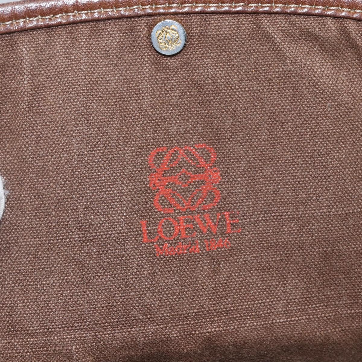 LOEWE Anagram Shoulder Bag Leather Beige Gold Auth 151706