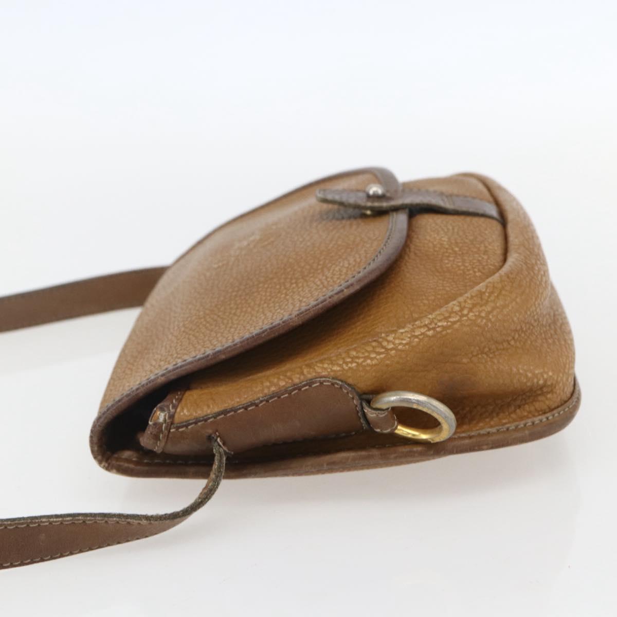 LOEWE Anagram Shoulder Bag Leather Beige Gold Auth 151706
