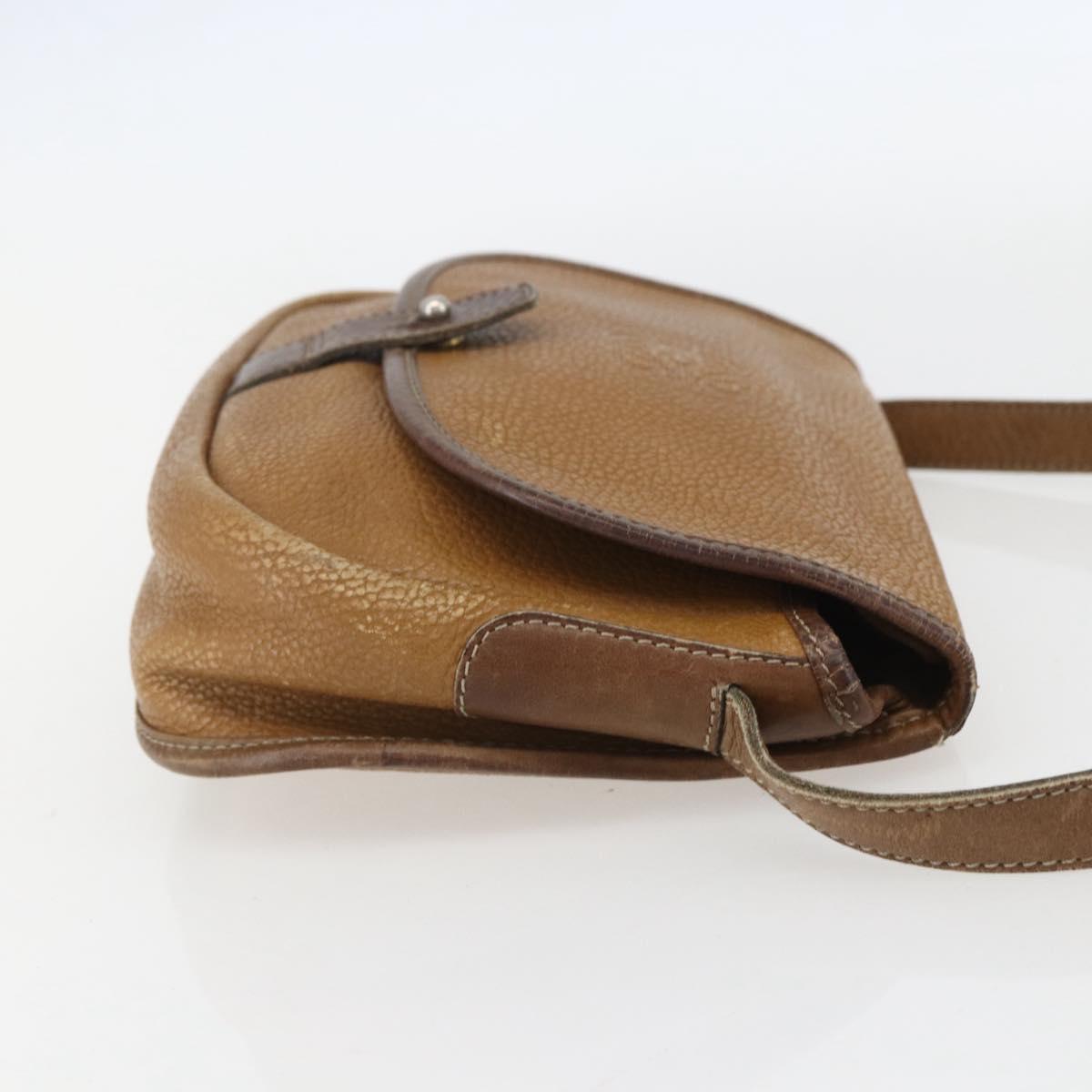 LOEWE Anagram Shoulder Bag Leather Beige Gold Auth 151706