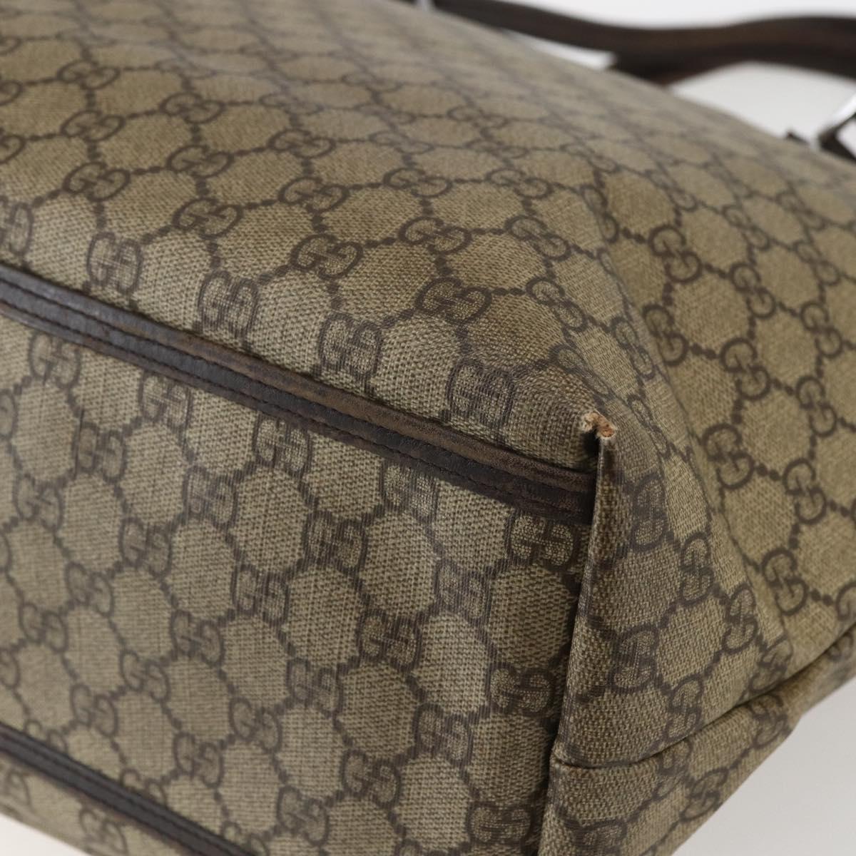 GUCCI GG Supreme Tote Bag PVC Beige Silver 108832 Auth 151708