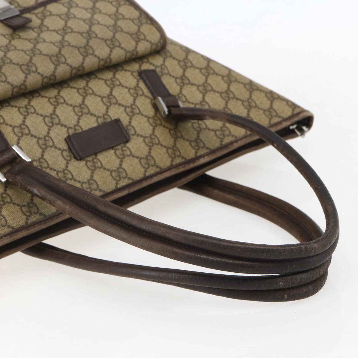 GUCCI GG Supreme Tote Bag PVC Beige Silver 108832 Auth 151708