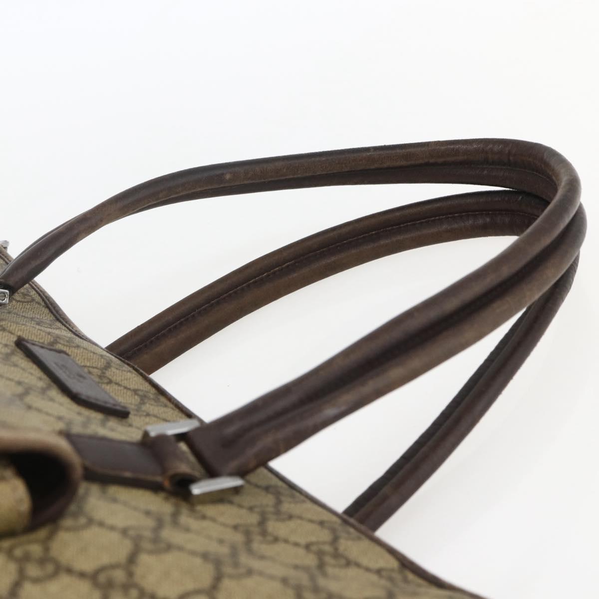 GUCCI GG Supreme Tote Bag PVC Beige Silver 108832 Auth 151708