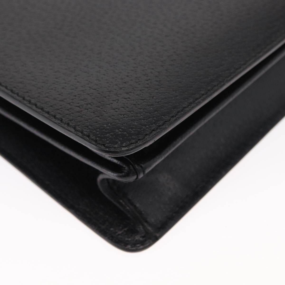 Salvatore Ferragamo Clutch Bag Leather Black Gold Auth 151716