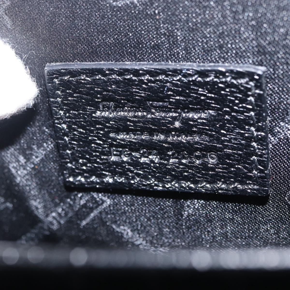 Salvatore Ferragamo Clutch Bag Leather Black Gold Auth 151716