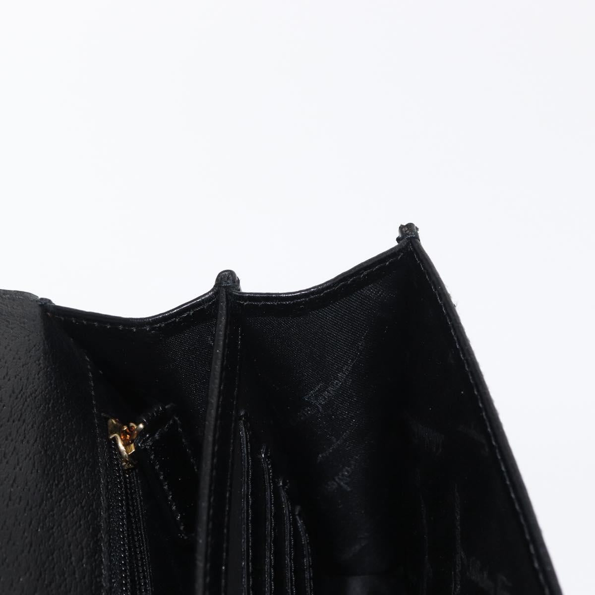 Salvatore Ferragamo Clutch Bag Leather Black Gold Auth 151716