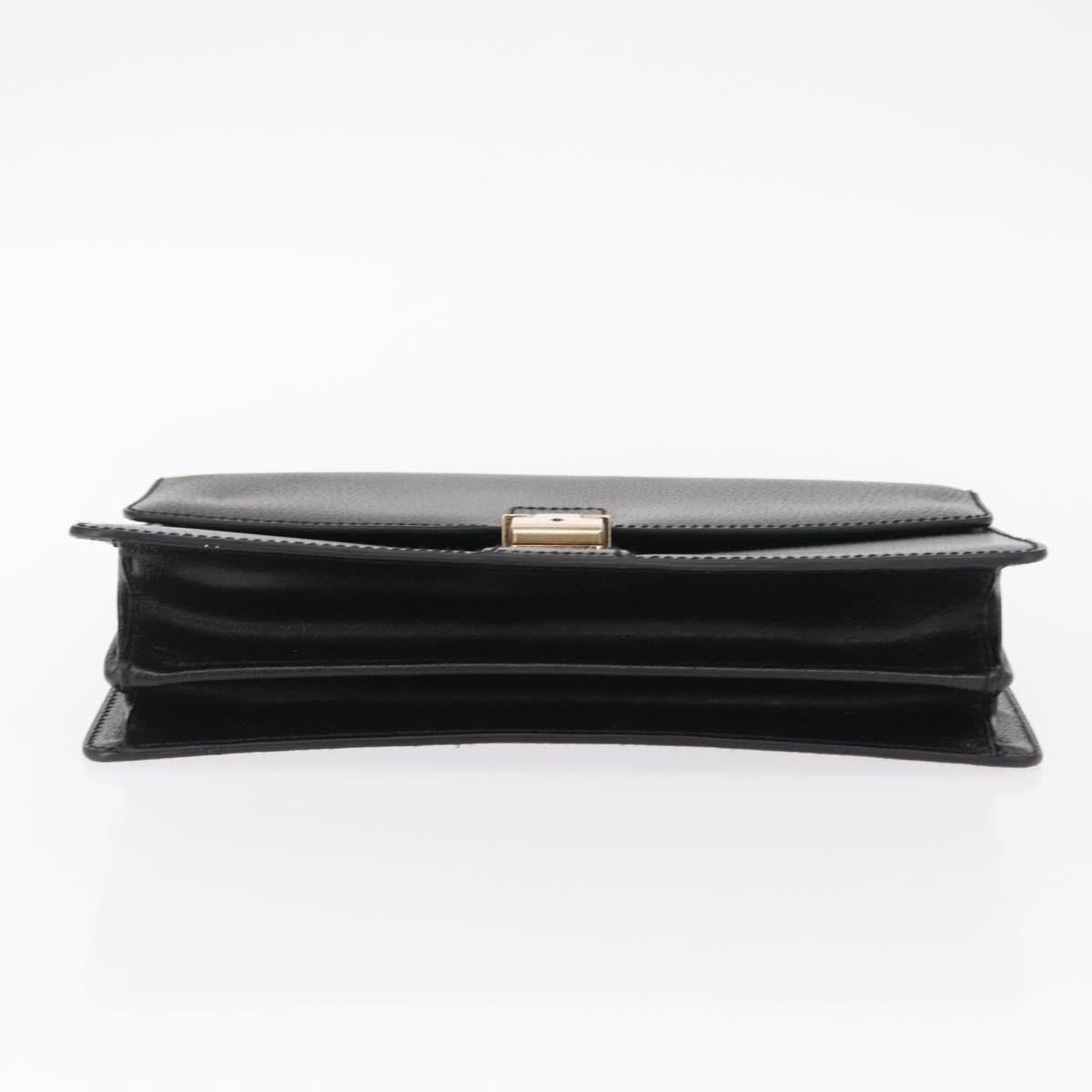Salvatore Ferragamo Clutch Bag Leather Black Gold Auth 151716