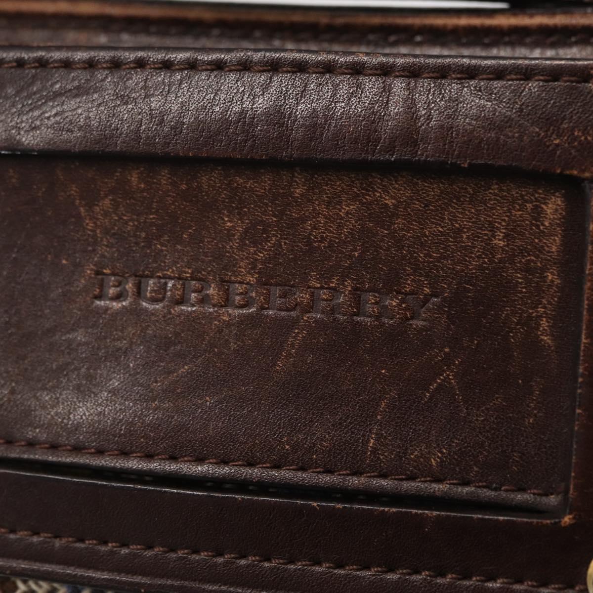 BURBERRY Nova Check Shoulder Bag Canvas Brown Gold Auth 151717