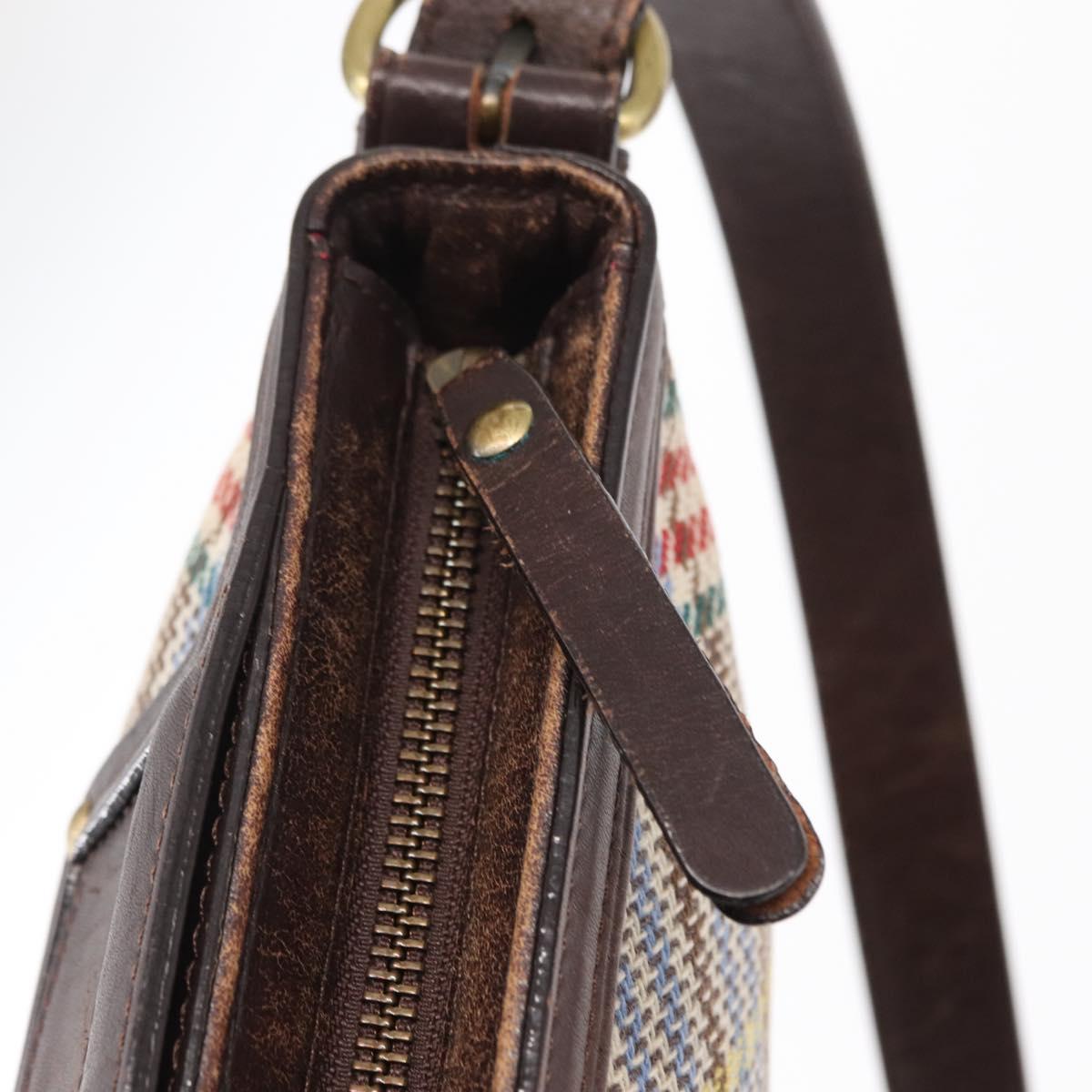 BURBERRY Nova Check Shoulder Bag Canvas Brown Gold Auth 151717