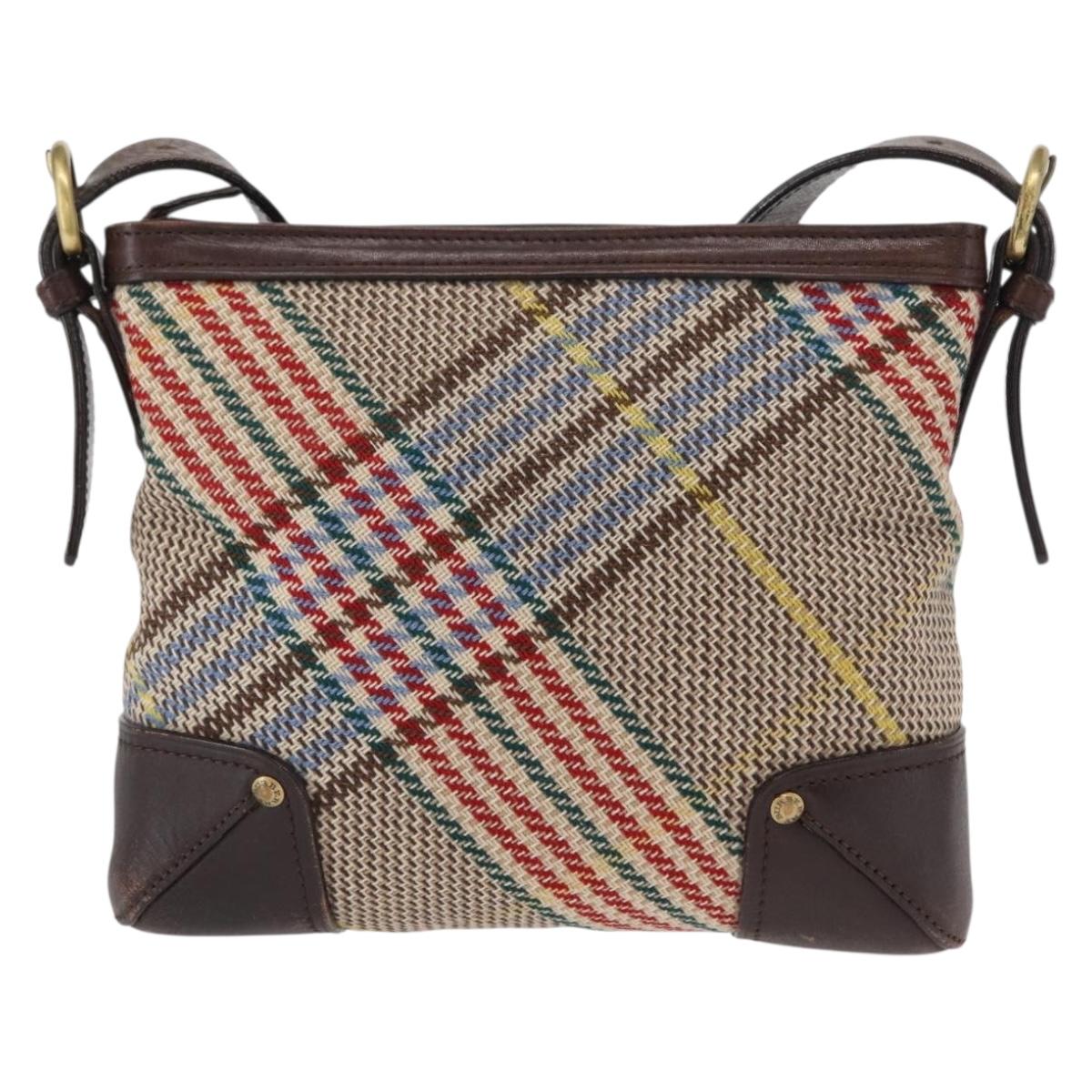 BURBERRY Nova Check Shoulder Bag Canvas Brown Gold Auth 151717