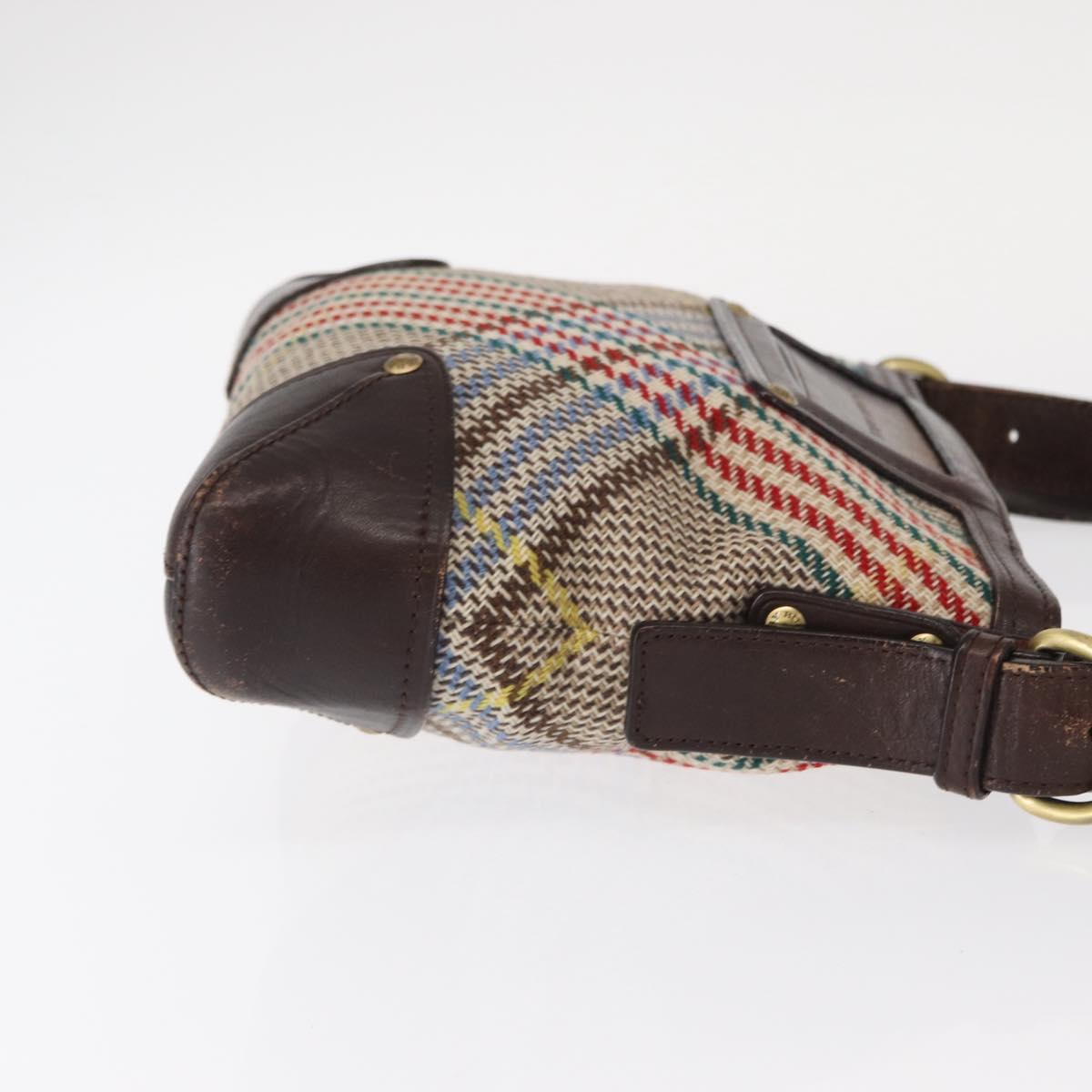 BURBERRY Nova Check Shoulder Bag Canvas Brown Gold Auth 151717