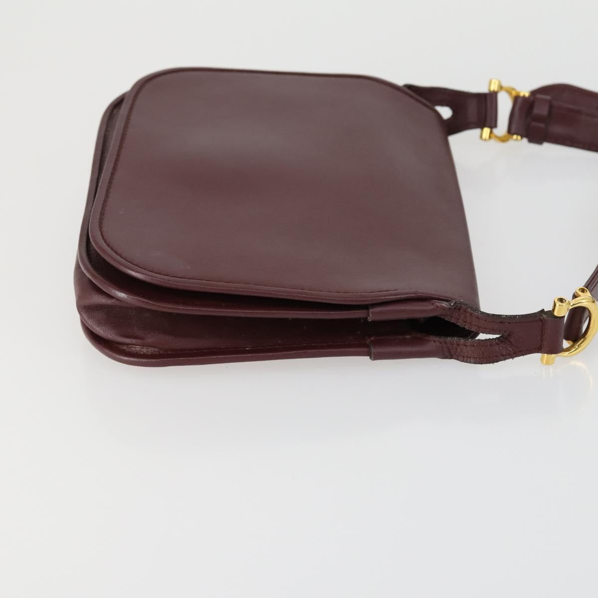 CARTIER Shoulder Bag Leather 2 Set Bordeaux Auth 151718