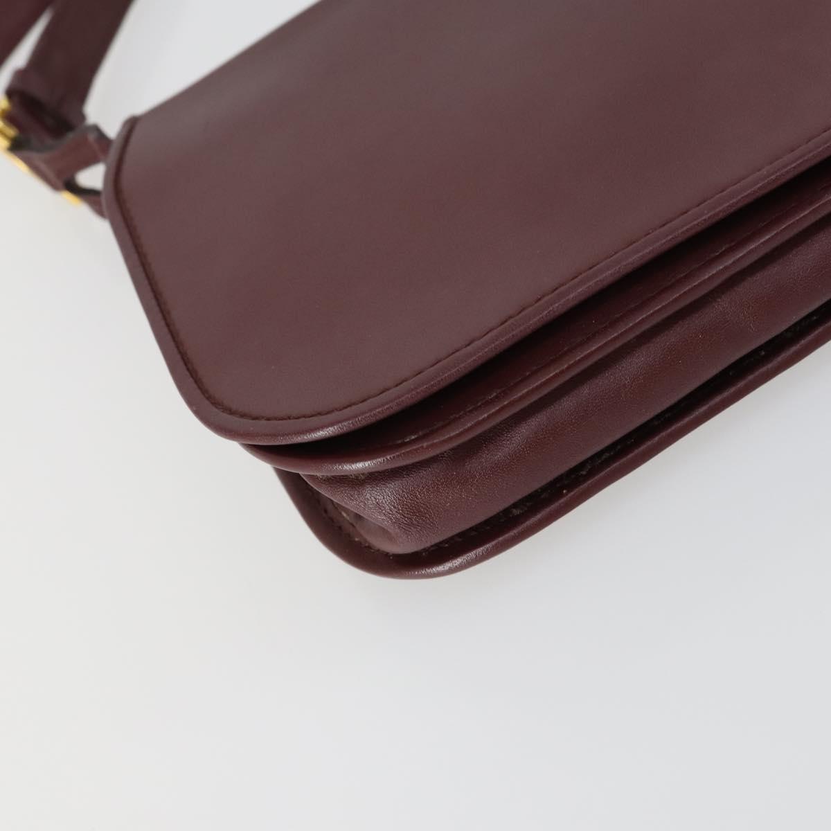 CARTIER Shoulder Bag Leather 2 Set Bordeaux Auth 151718