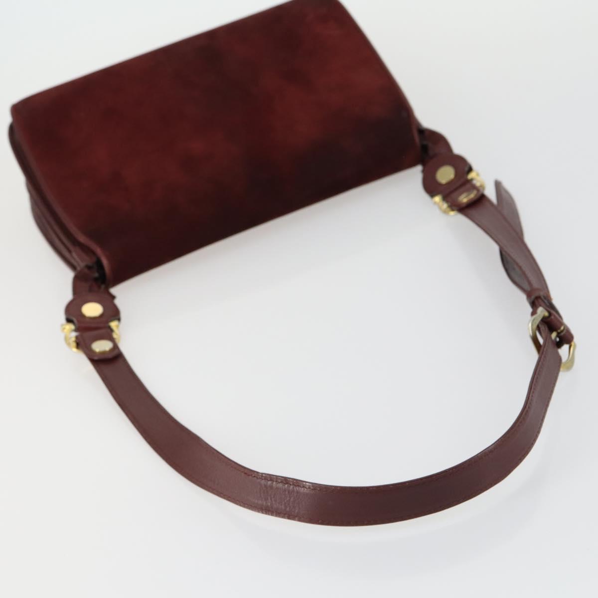 CARTIER Shoulder Bag Leather 2 Set Bordeaux Auth 151718