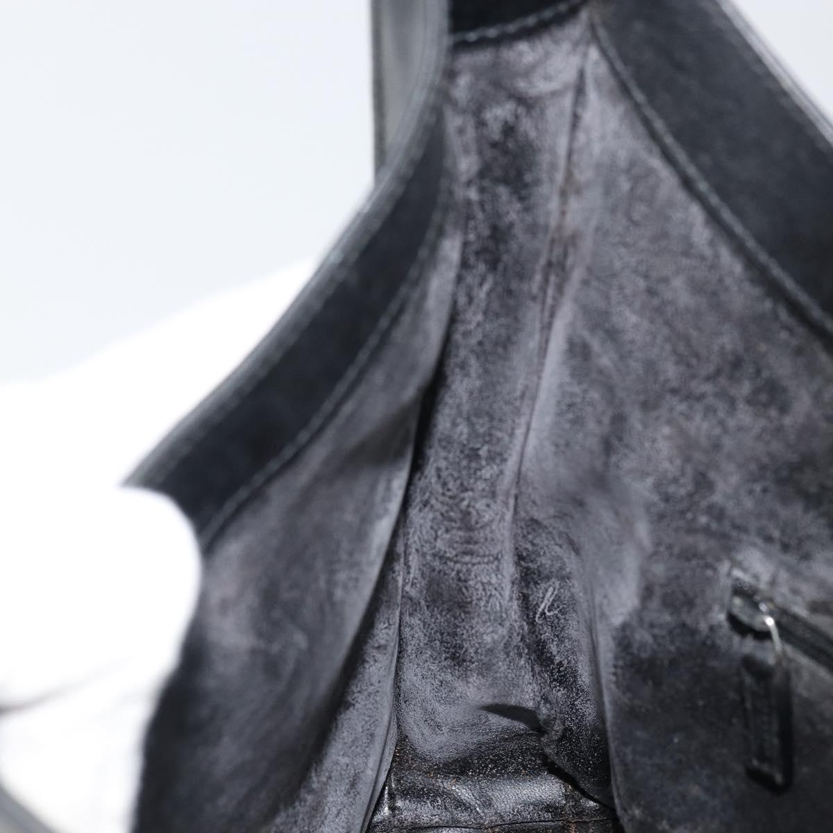 GUCCI Shoulder Bag Leather Black Silver Auth 151719