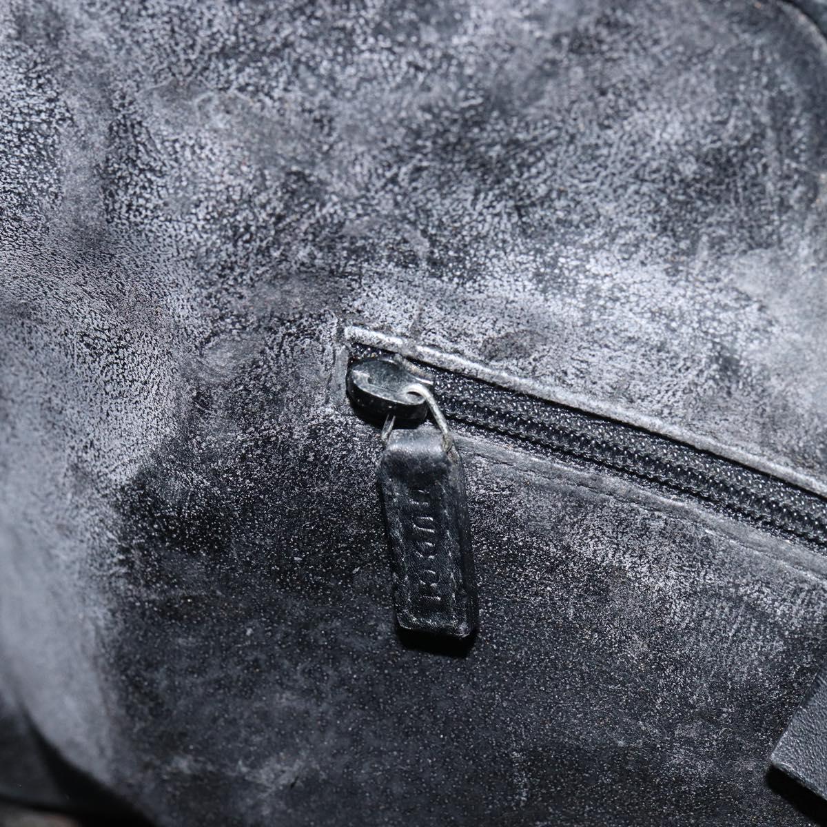 GUCCI Shoulder Bag Leather Black Silver Auth 151719