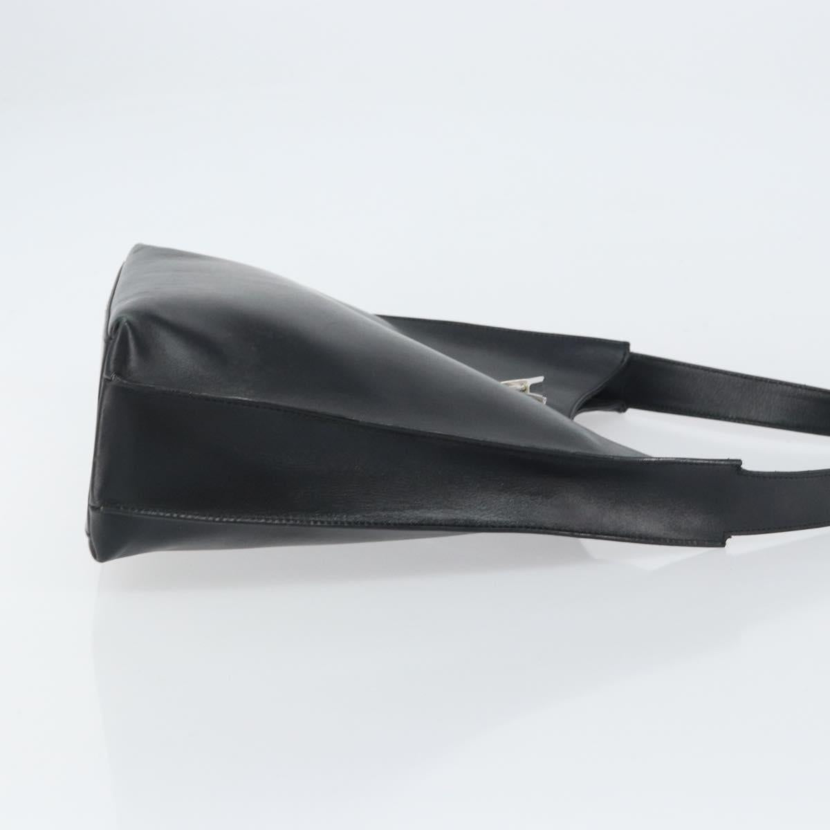 GUCCI Shoulder Bag Leather Black Silver Auth 151719