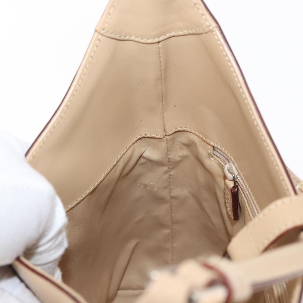 GUCCI Jackie Shoulder Bag Leather Beige Silver 001 3875 Auth 151720