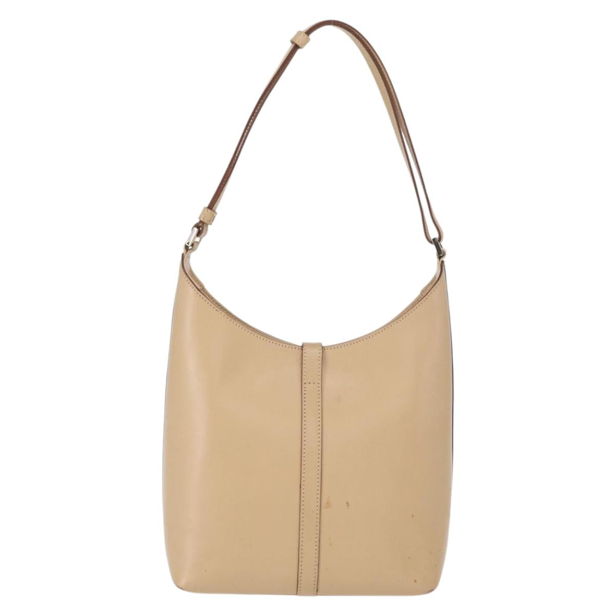 GUCCI Jackie Shoulder Bag Leather Beige Silver 001 3875 Auth 151720