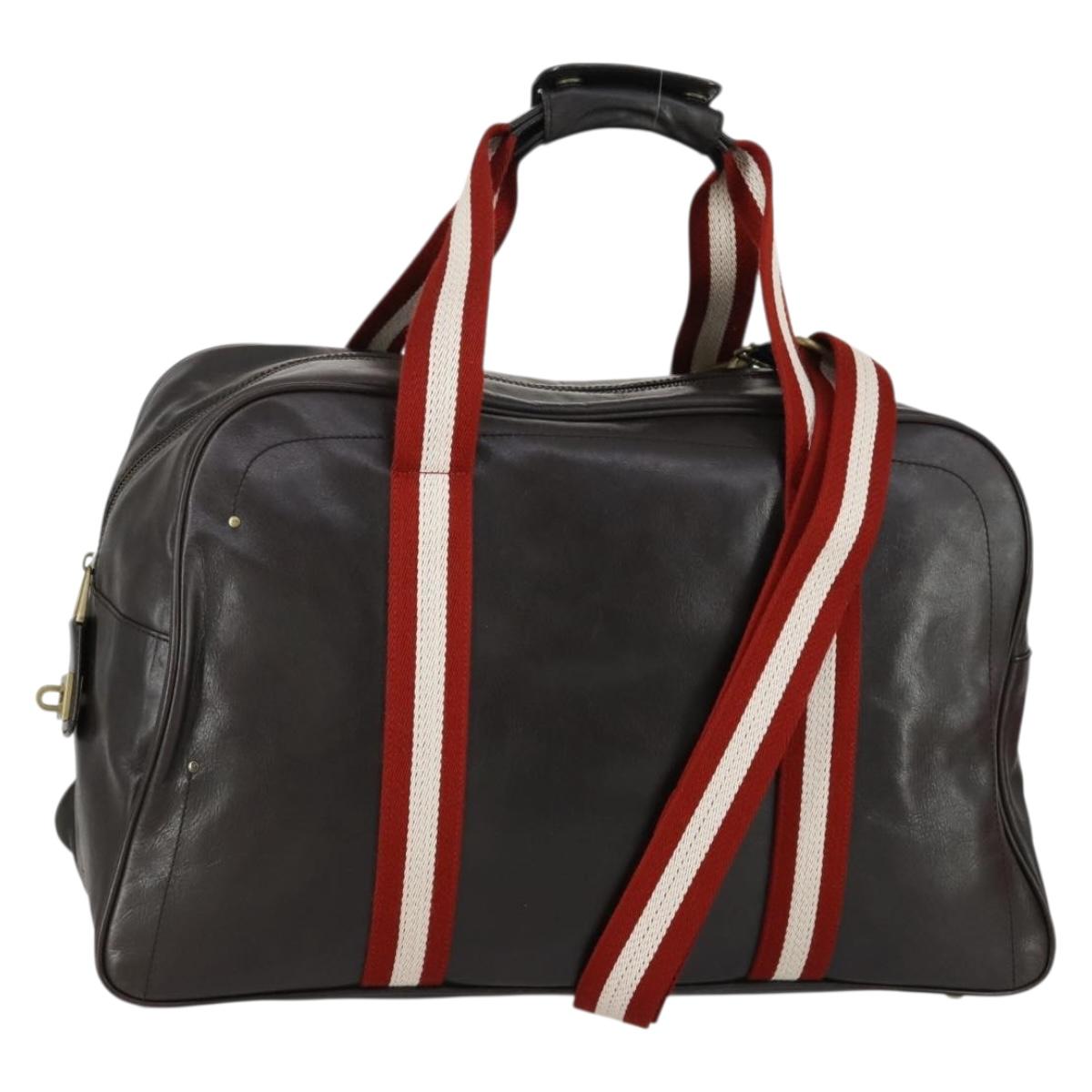 BALLY Boston Bag Leather 2way Brown Auth 151721